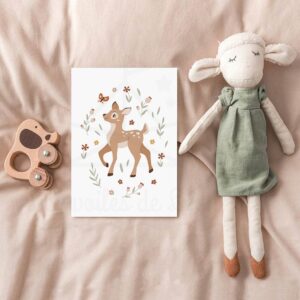 Affiche florale biche