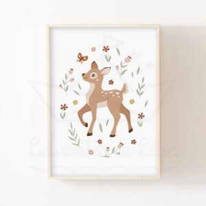 Affiche florale biche