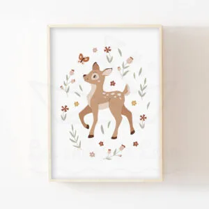 L&rsquo;Affiche Douceur : Biche ornée de Fleurs