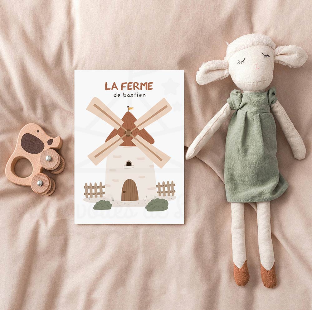 affiche moulin prénom fond blanc