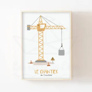 Affiche Grue de chantier personnalisable « Le chantier »