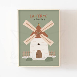 Ferme – Moulin à vent – Affiche personnalisable