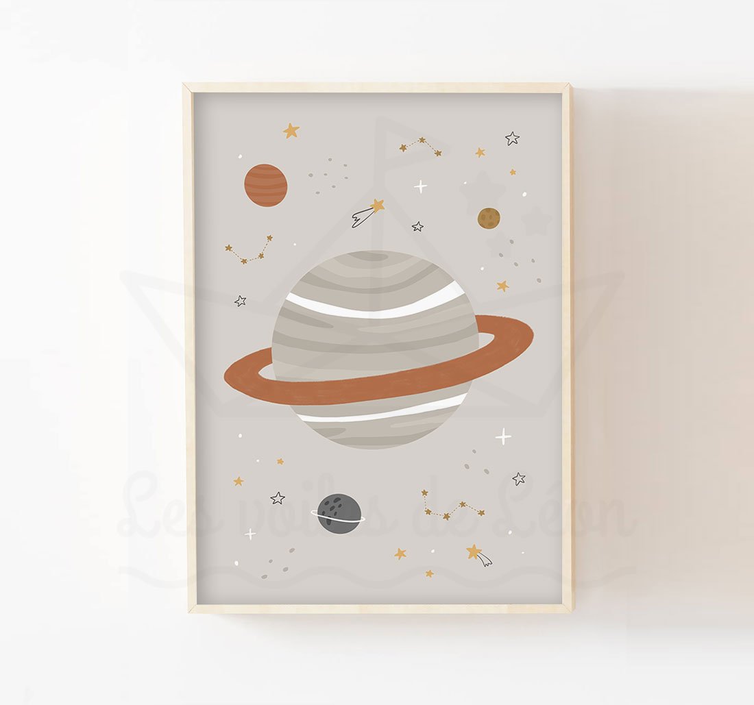 Décoration planète chambre enfant - Affiche thème spatial espace