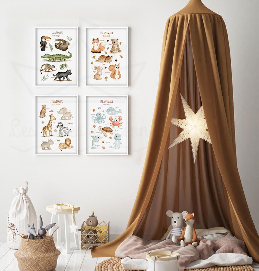 cadres animaux de la foret mer savane et jungle déco chambre bébé