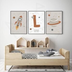 Espace – Fusée Initiale Planète – Trio Affiches personnalisées