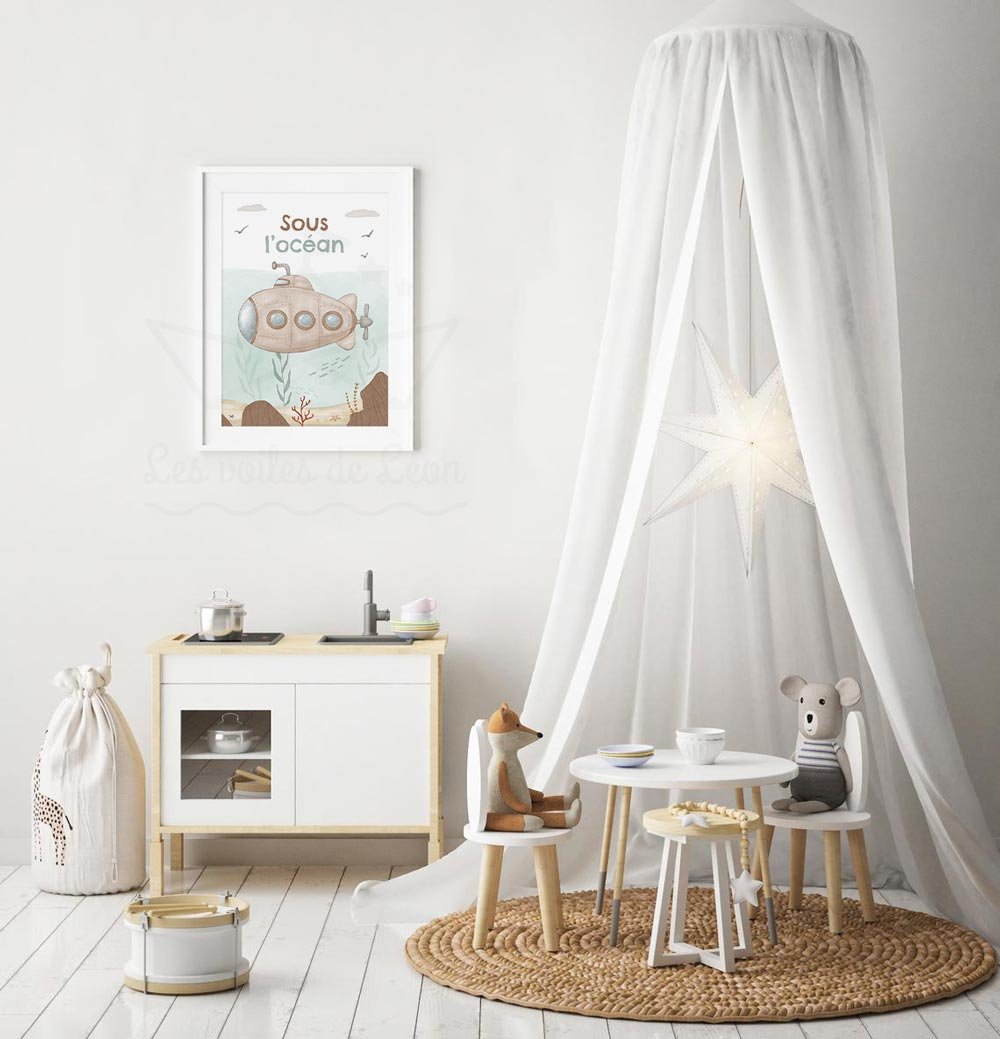 cadre sous-marin décoration pour chambre d'enfant thème mer