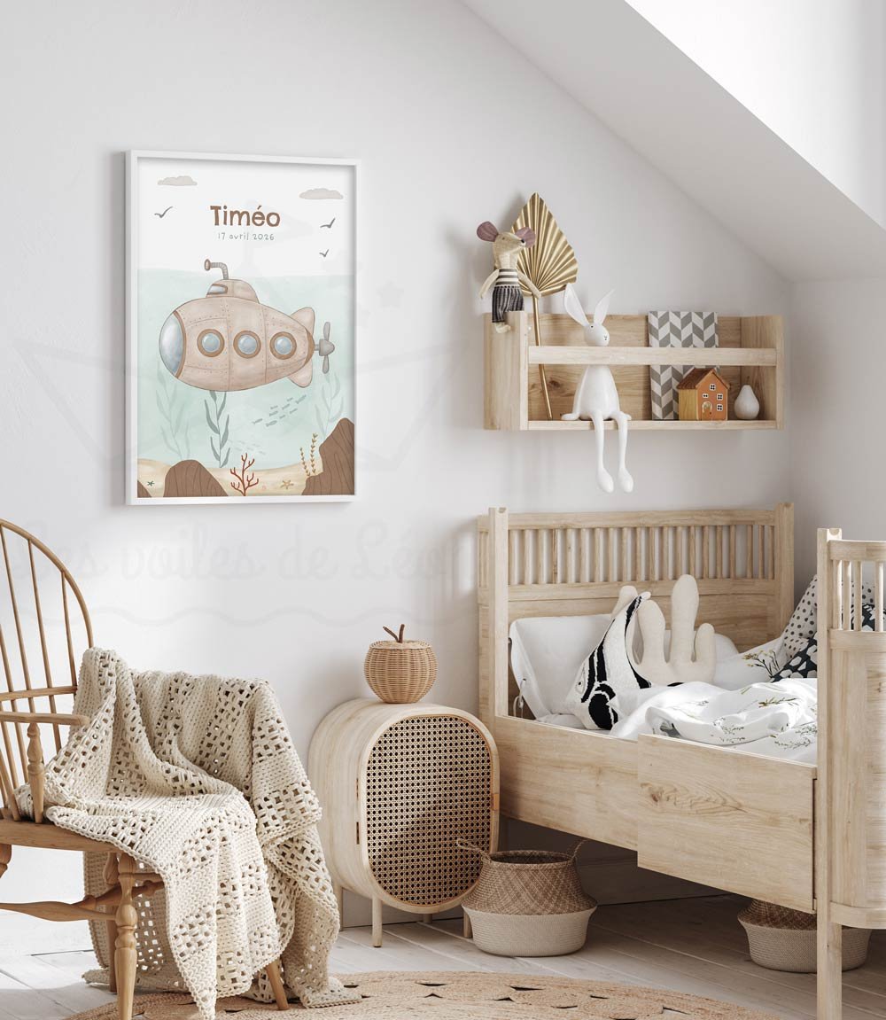 cadre sous-marin décoration personnalisé pour chambre d'enfant thème océan
