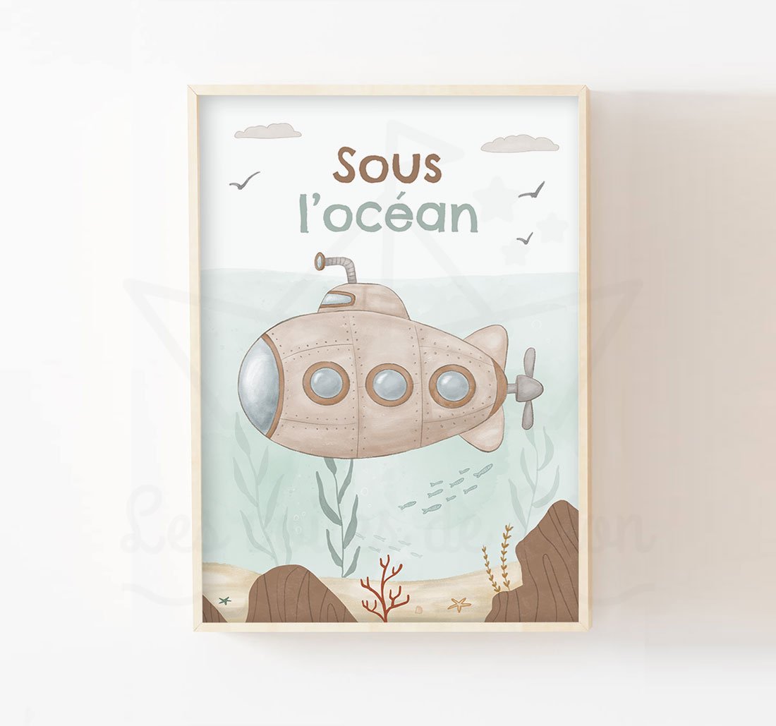 Affiche monde sous marin Décoration murale chambre enfant