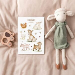 Affiche Animaux de la Ferme – Décoration Campagne pour Chambre d’enfant