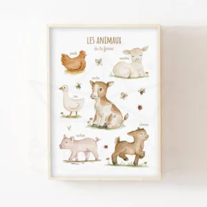 Affiche Animaux de la Ferme – Décoration Campagne pour Chambre d&rsquo;enfant