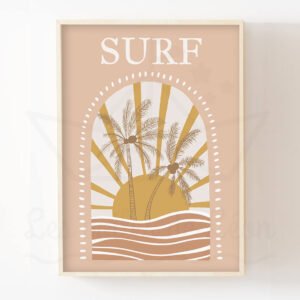 Affiche Enfant Surf Soleil & Palmiers Personnalisée – Prénom