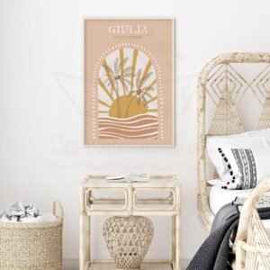 Affiche Enfant Surf Soleil & Palmiers Personnalisée – Prénom