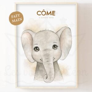 Affiche Jungle – Portrait éléphant personnalisé