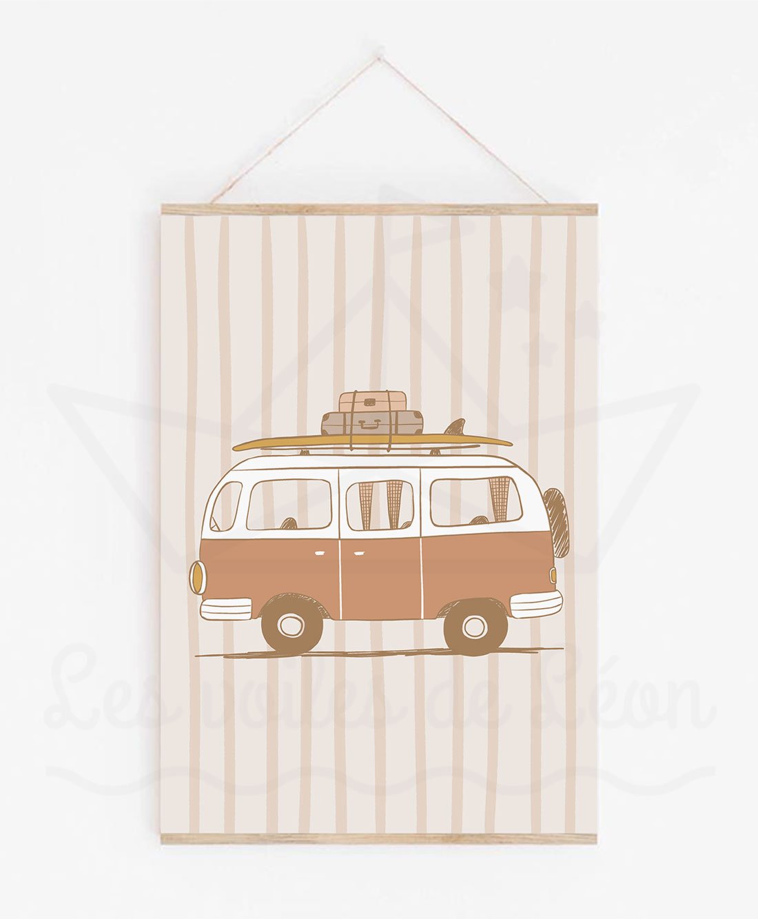Affiche Enfant Combi VW Vintage Personnalisée – Prénom & Date de Naissance – Image 4