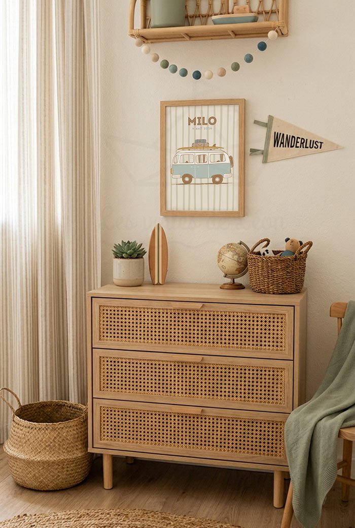 cadre van bleu vert déco personnalisée bébé mer