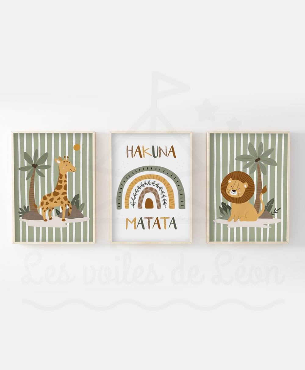 cadres hakuna matata rayures vertes